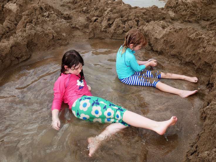 Round the world with my family on Hot Water Beach, Coromandel